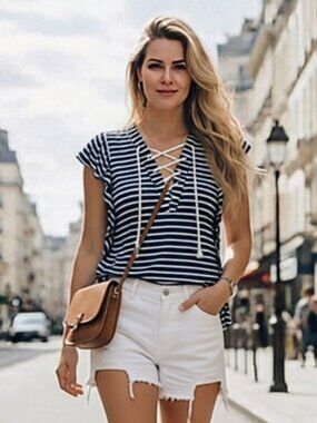 NWT C&C California Blue & White Top